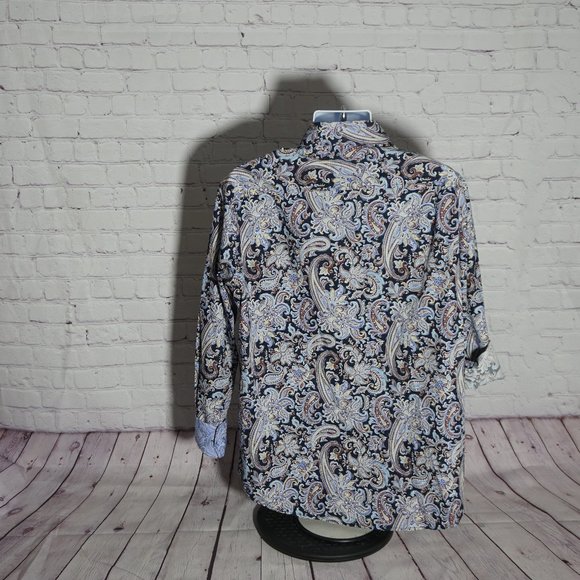 Tasso Elba Mens Paisley Button Up Shirt XL - Picture 3 of 6